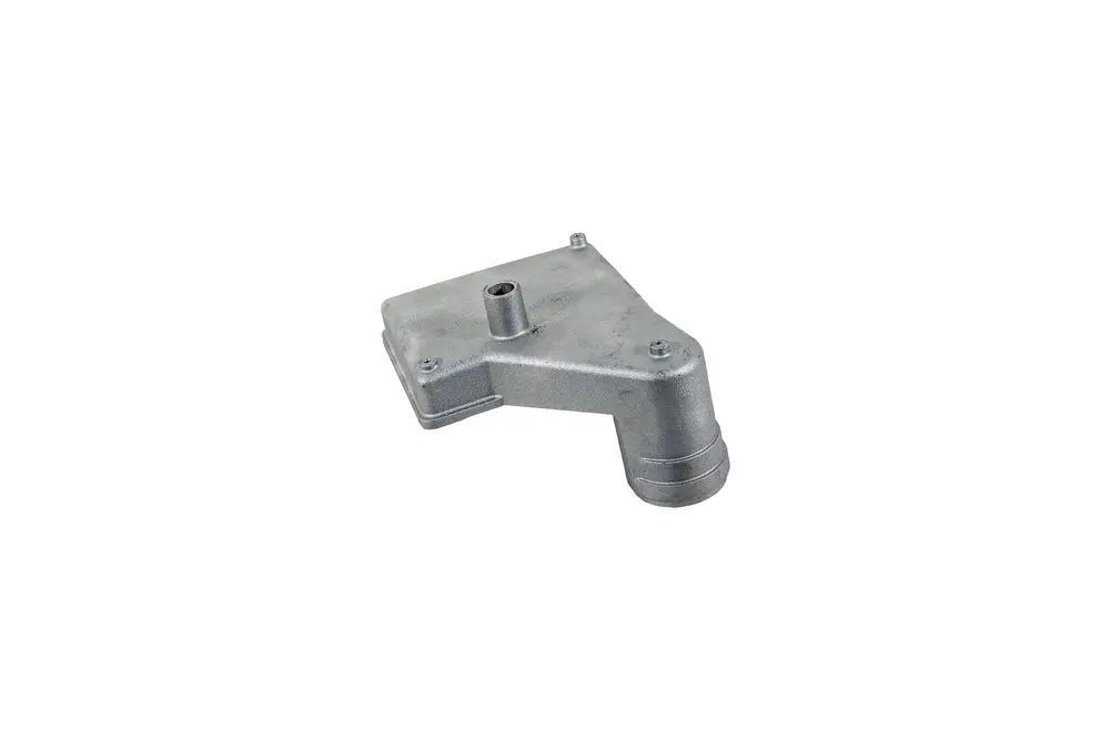 Abgassammelschale aus Metall für Heizungsanlagen, präsentiert von Brötje. Die Bauteilform ist eckig mit verschiedenen Anschlussmöglichkeiten.