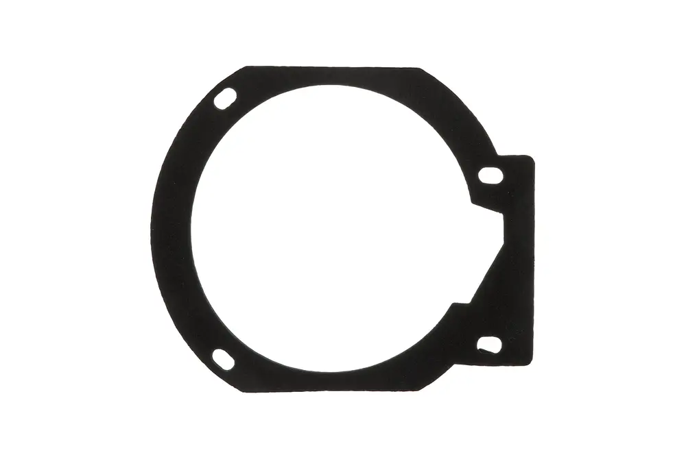 Schwarze Dichtung für einen Abgasadapter, passend für Brötje WMS/WMC, mit Aussparungen zur Befestigung.
