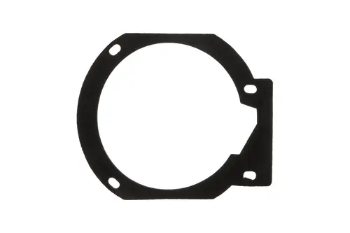 Schwarze Dichtung für einen Abgasadapter, passend für Brötje WMS/WMC, mit Aussparungen zur Befestigung.