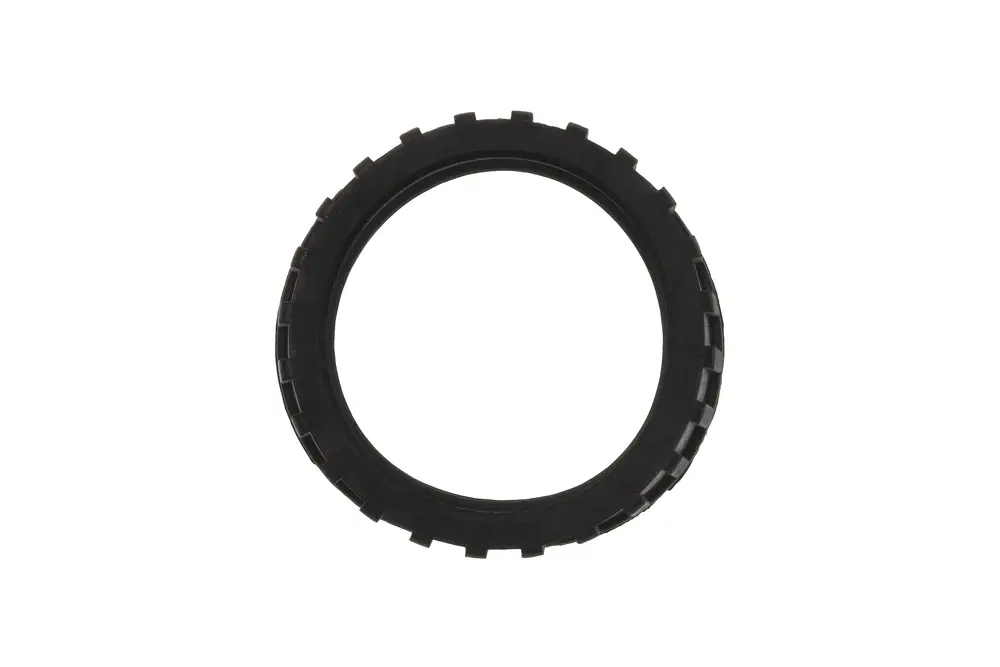 Schwarze Dichtung mit geriffelter Oberfläche, passend für Abgasanschlüsse. Produkthersteller: Brötje.