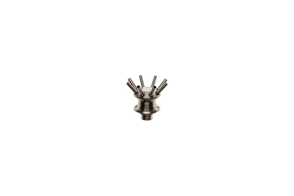 Gaskopf mit mehreren Anschlussrohren, hergestellt von Brötje. Das Produkt hat eine metallische Oberfläche und eine zentrale Montageplatte.