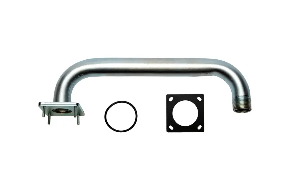 Gasrohr von Brötje mit gebogenem Design, mit O-Ring und Dichtplatte. Teile für die Verbindung in Heizungs- oder Gasinstallationen.