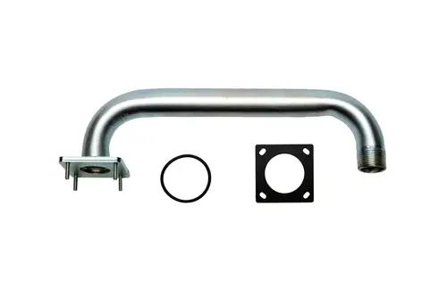 Gasrohr von Brötje mit gebogenem Design, mit O-Ring und Dichtplatte. Teile für die Verbindung in Heizungs- oder Gasinstallationen.