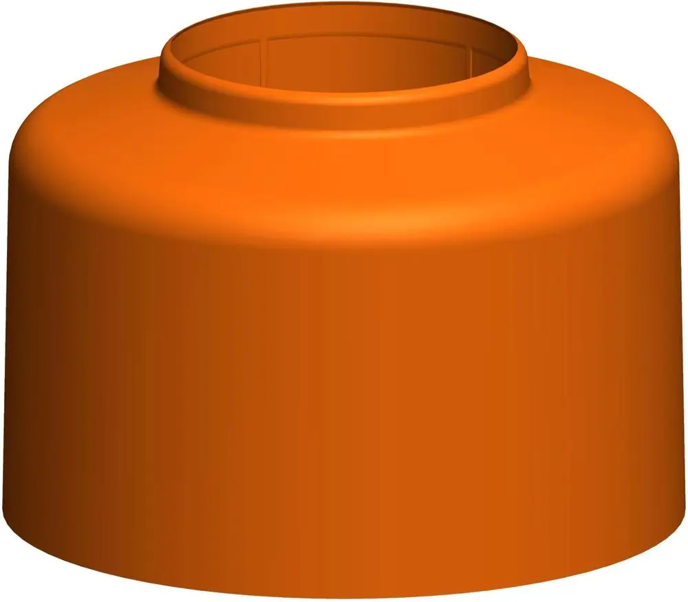 Orangefarbener Haubentop von ATEC mit einem runden, glatten Design und einem inneren Ringansatz zur einfachen Montage.