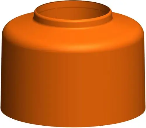 Orangefarbener Haubentop von ATEC mit einem runden, glatten Design und einem inneren Ringansatz zur einfachen Montage.