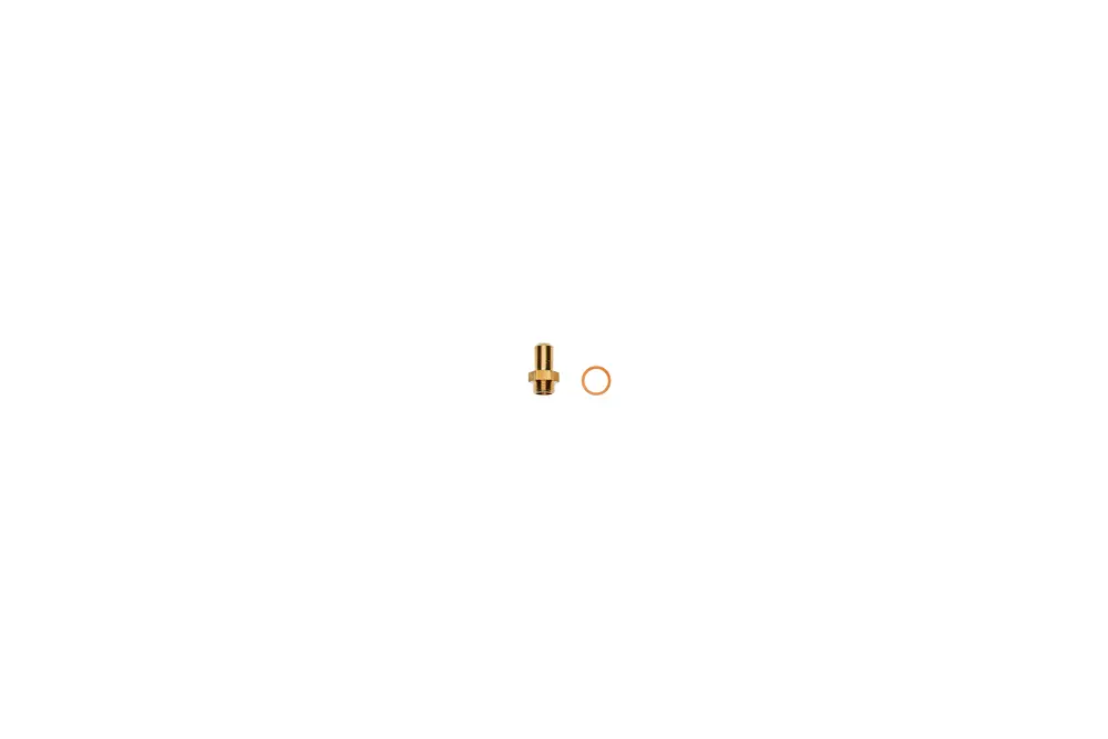 Düse von Brötje in schraubbarer Ausführung, aus Metall, zeigt eine zylindrische Form und hat einen O-Ring in orange.