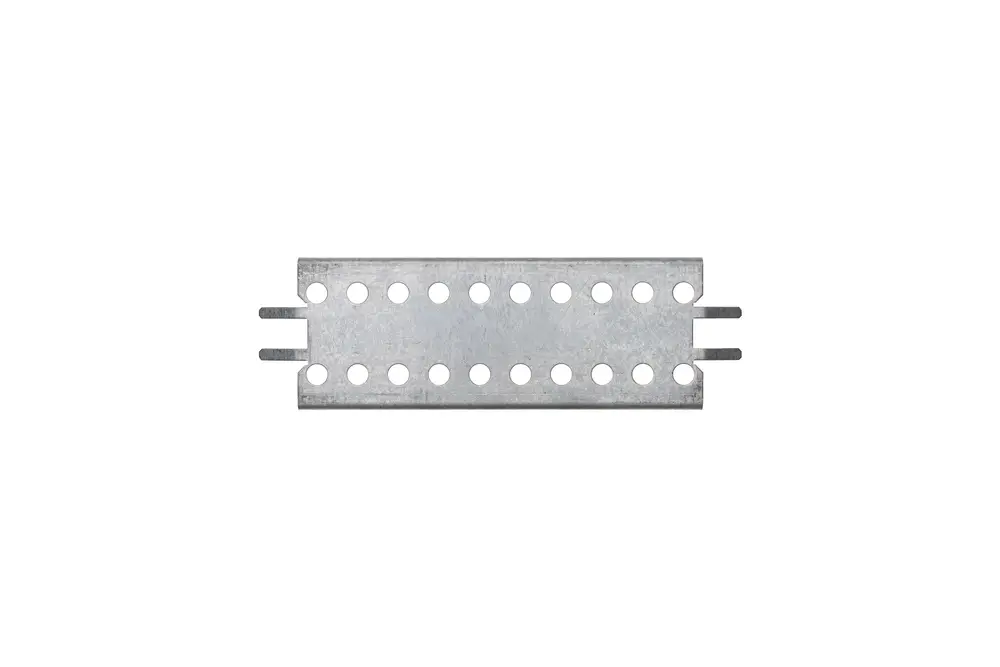 Drosselblech von Brötje aus Metall mit mehreren Löchern und seitlichen Einschnitten, geeignet für spezifische Heizsysteme.
