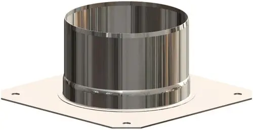 Verankerungsplatte von ATEC mit einem zylindrischen metallischen Aufsatz. Die Platte hat eine quadratische Basis mit vier Löchern zur Befestigung.