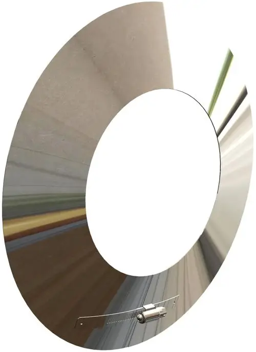 Edelstahl-Wandrosette mit runder Form und glatter Oberfläche, zur Wandmontage geeignet, gefertigt von ATEC, für Rohre der DN110/160 Größe.