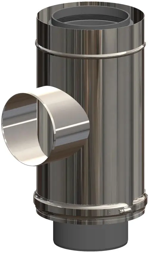 Zuluftelement aus Metall mit seitlichem Anschluss. Das Element hat einen runden Querschnitt und gehört zur Produktreihe von ATEC.