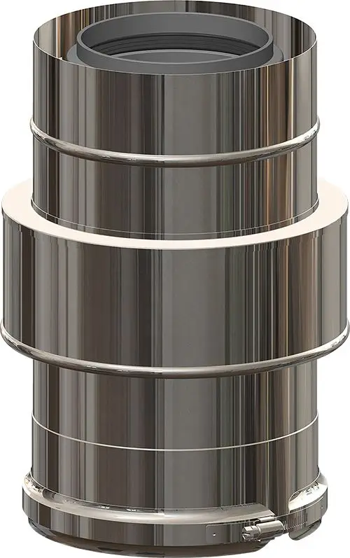 Edelstahlrohr mit glatter Oberfläche, zylindrischer Form, geeignet für Lüftungsanwendungen. Produkt von ATEC zur Luftzirkulation.