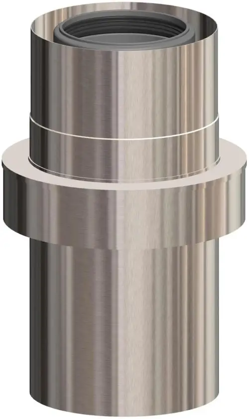 Edelstahlrohr mit gebürsteter Oberfläche, geeignet für die Luftzufuhr. ATEC Produkt, geradliniges Design ohne sichtbare Befestigungen.