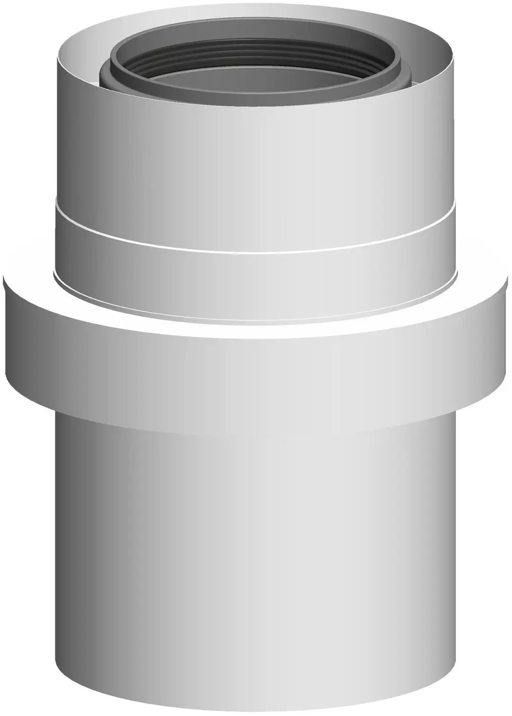 Robustes Luftrohr in Edelstahloptik, mit beidseitigen Anschlussmöglichkeiten, genutzt für optimale Luftzirkulation. Produkt von ATEC.