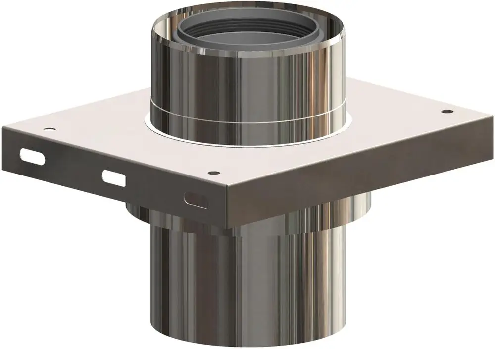 Zwischenkonsole für Luftleitungen, gefertigt aus Edelstahl, mit Zuluftöffnung. Produkt von ATEC, robust und für die Installation in Belüftungssystemen konzipiert.