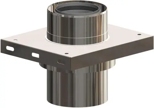 Zwischenkonsole für Luftleitungen, gefertigt aus Edelstahl, mit Zuluftöffnung. Produkt von ATEC, robust und für die Installation in Belüftungssystemen konzipiert.