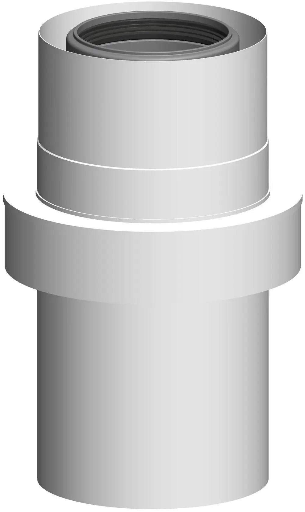 Edelstahlrohr mit einem schwarzen Innenring, hergestellt von ATEC, für Lüftungszwecke, mit verstärktem Rohransatz und nahtlosem Design.