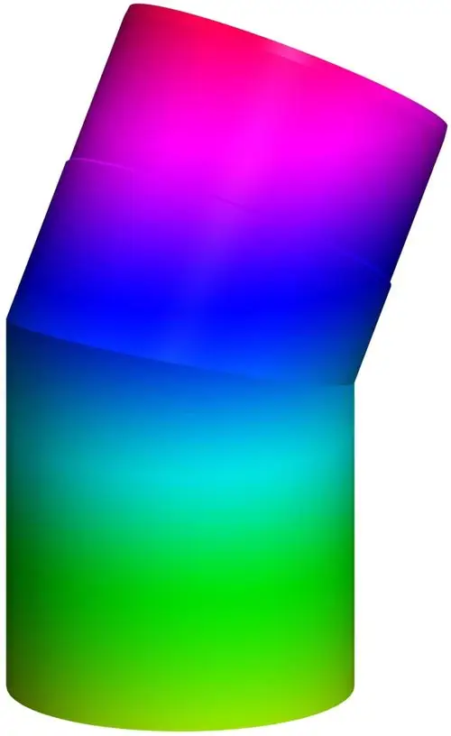 Farbig gestalteter, gebogener Rohrabschnitt, möglicherweise aus Edelstahl, präsentiert in einem grafischen Design. ATEC bleibt als Marke visuell präsent.