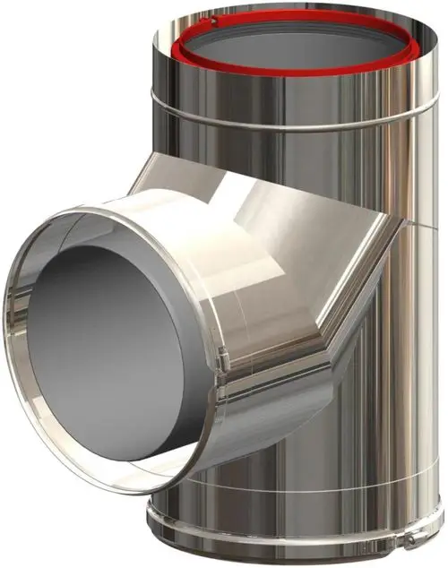 Edelstahl-Stützbogen mit 87° Winkel, verwendet in Rohrsystemen. Das Produkt dient der Verbindung von Rohren in Anlagen der Marke ATEC.