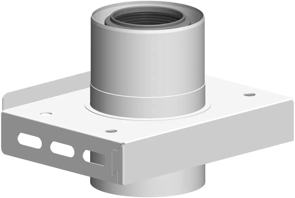 Edelstahlkonsole mit einer zylindrischen Öffnung und flacher Basis. Auf der Basis sind mehrere Montageöffnungen sichtbar. Produkt von ATEC.