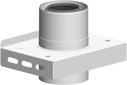 Edelstahlkonsole mit einer zylindrischen Öffnung und flacher Basis. Auf der Basis sind mehrere Montageöffnungen sichtbar. Produkt von ATEC.