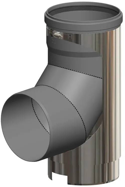 Schachteinführung aus grauem Material mit seitlichem Anschluss, gefertigt von ATEC, zur Integration in Entwässerungssysteme.