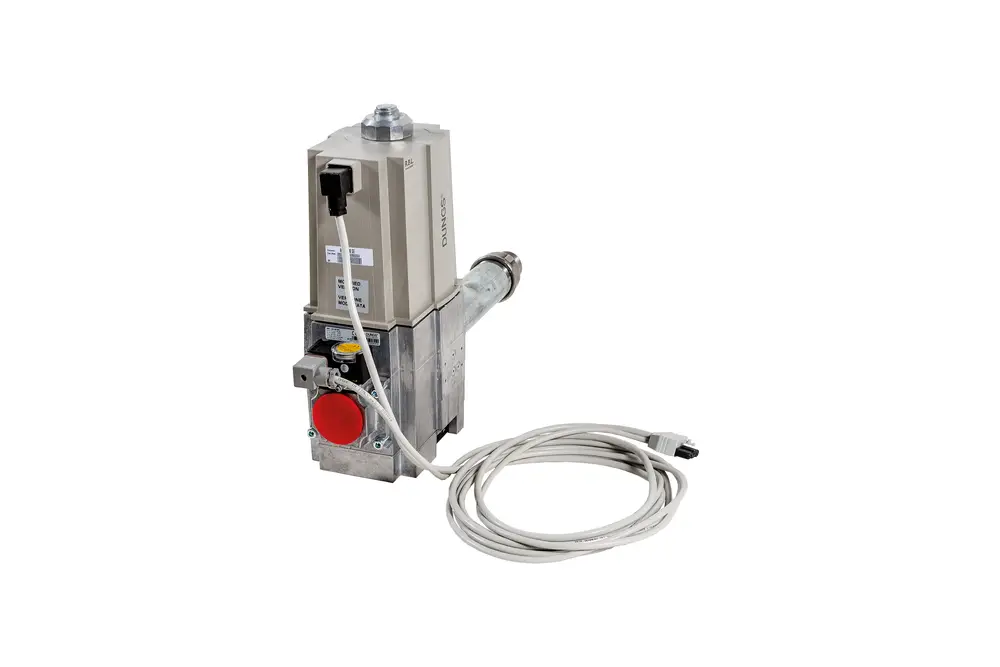 Gasventil von Brötje mit elektrischer Steuerung, metallischem Gehäuse und Anschlusskabel. Komponenten zur Regelung von Gasflüssen in Heizsystemen.