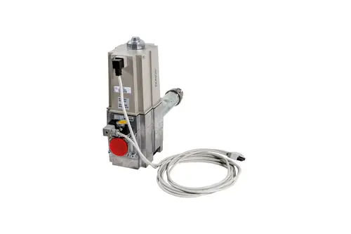 Gasventil von Brötje mit elektrischer Steuerung, metallischem Gehäuse und Anschlusskabel. Komponenten zur Regelung von Gasflüssen in Heizsystemen.