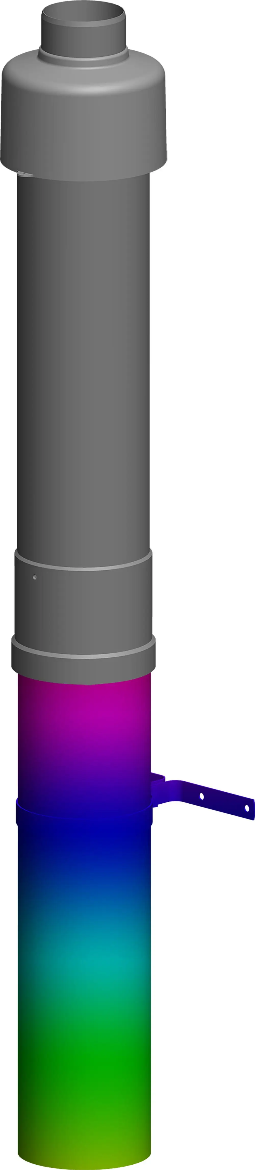 Edelstahl Hochführung in Schwarz mit Farbverlauf, montiert auf einem unteren Element, präsentiert von ATEC.