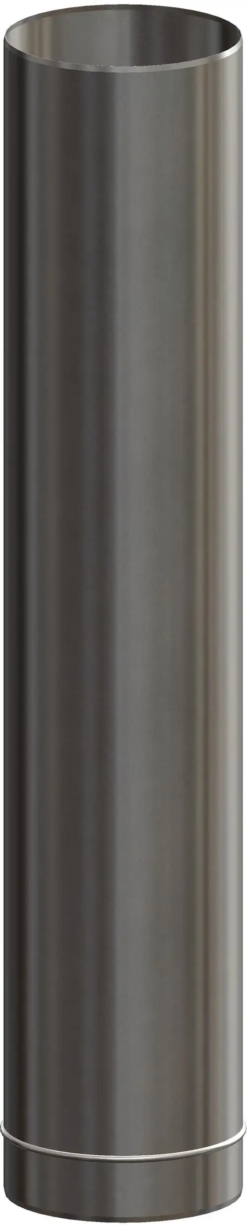 Edelstahl-Endrohr in zylindrischer Form, hergestellt von ATEC, mit glatter Oberfläche und einer unteren Ringverbindung.