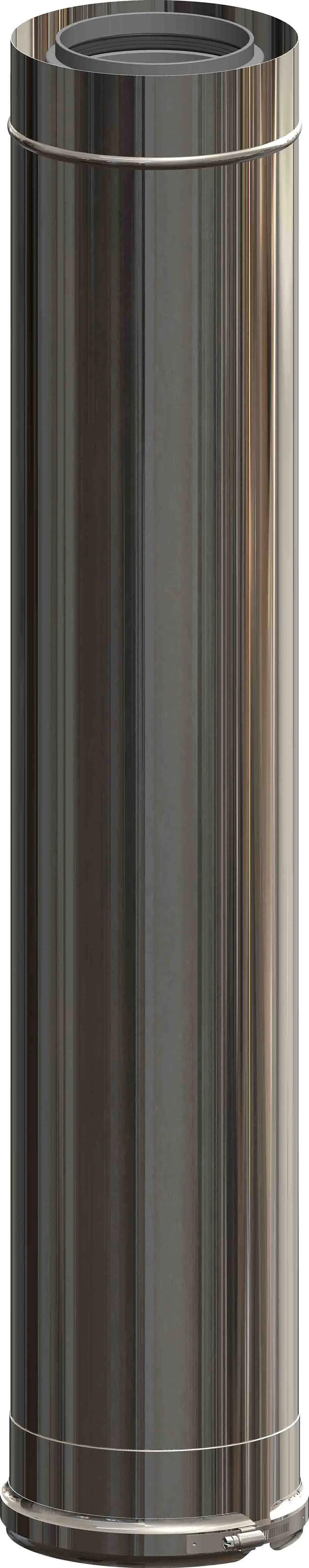 Edelstahlrohr, vertikal aufrecht stehend, mit glatter Oberfläche und geradem Abschluss. Produkt von ATEC, geeignet für verschiedene Installationen.
