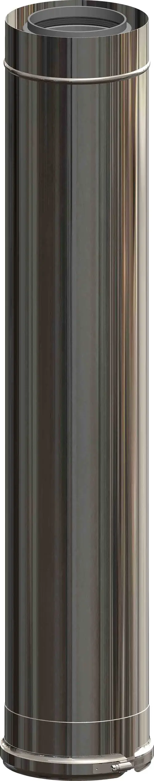 Edelstahlrohr, vertikal aufrecht stehend, mit glatter Oberfläche und geradem Abschluss. Produkt von ATEC, geeignet für verschiedene Installationen.