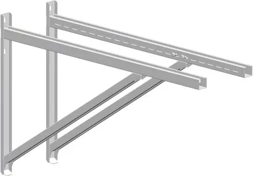Edelstahl-Querträger von ATEC mit einer stabilen Konstruktion und Löchern zur Montage. Geeignet für verschiedene Anwendungen im Bereich der Regal- und Aufhängesysteme.
