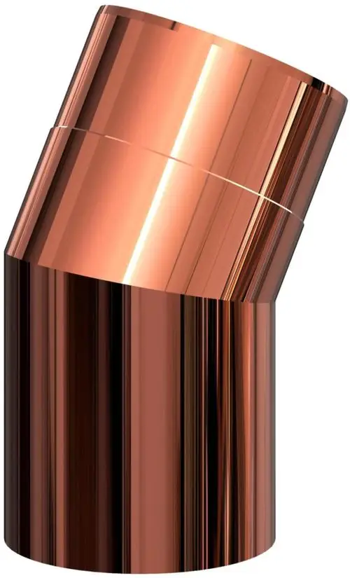Verkupferter Edelstahl-Bogen mit einem Winkel von 30 Grad. Das Produkt gehört zur ATEC-Serie und eignet sich für Rohrinstallationen.