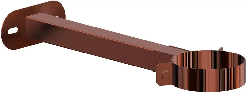 Wandhalterung aus kupferbeschichtetem Edelstahl mit einer Halterung für Rohrdurchmesser, hergestellt von ATEC. Fest montiert, einfaches Design.