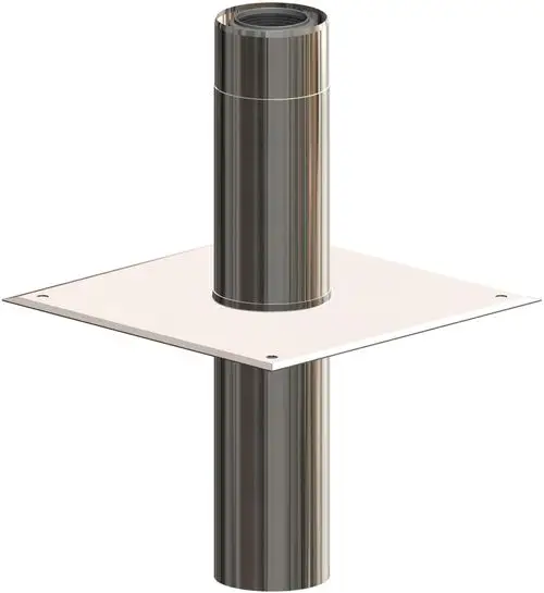 Schmiedeeiserne Aufsatzplatte mit zylindrischem Körper zur Schornsteinerhöhung. ATEC Produkt mit quadratischer Basis.