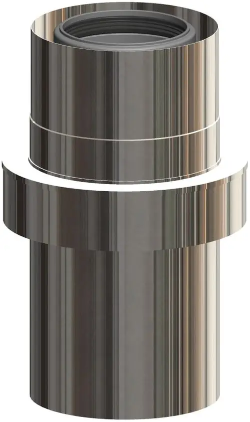Edelstahlrohr in zylindrischer Form, mit glatter Oberfläche und Verbindungsmöglichkeit. ATEC-Produkt zur Luftzirkulation in Heizungs- oder Belüftungssystemen.