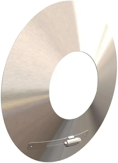 Wandrosette aus gebürstetem Edelstahl mit kreisförmigem Design und Halterung. Produkt von ATEC.