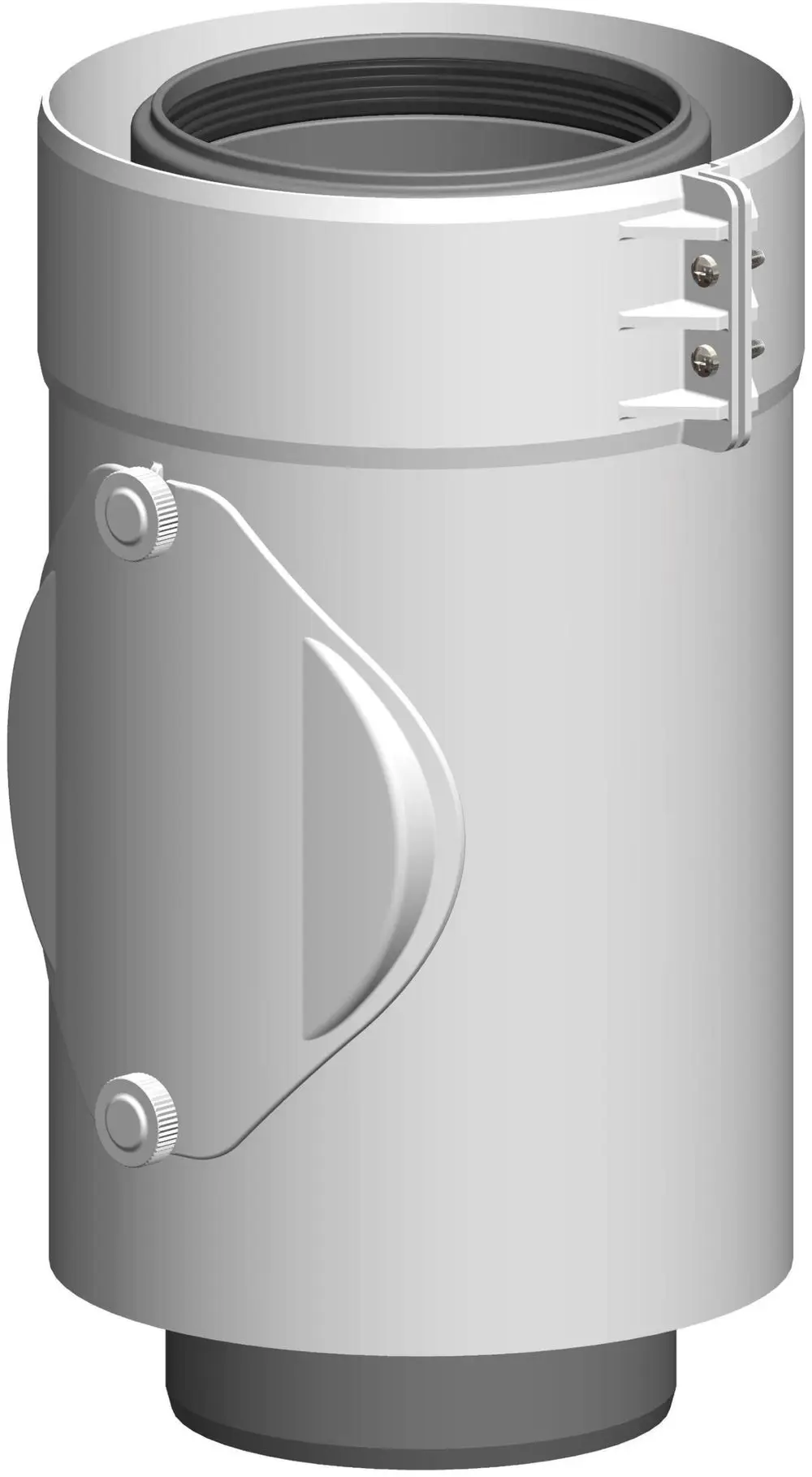 Konzentrisches Rohr mit Anschlussmöglichkeiten, typischerweise verwendet für Abwasser- oder Entwässerungssysteme, im Design von ATEC.