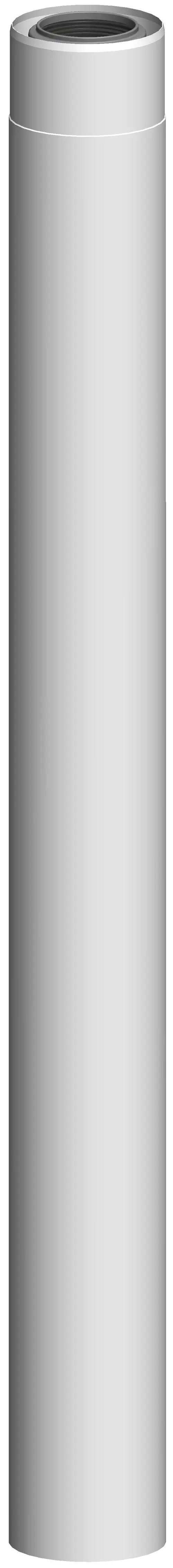 Rundes, vertikales Edelstahlrohr in Weiß mit glatter Oberfläche, hergestellt von ATEC, für Anwendungen im Bereich der Rohrleitungen.