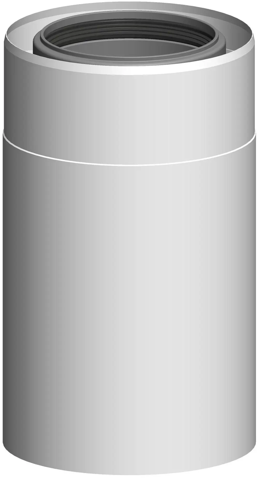 Rundes, weiß beschichtetes Rohrelement von ATEC mit glatter Oberfläche und einer Öffnung am oberen Ende. Ideal für installationsbezogene Anwendungen.