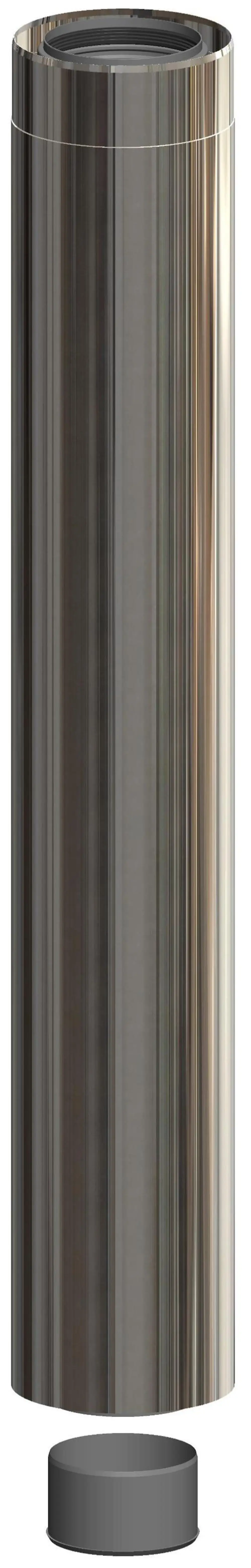 Edelstahlrohr von ATEC mit glatter Oberfläche, geeignet für unterschiedliche Anwendungen. Unterteil in grauem Material.