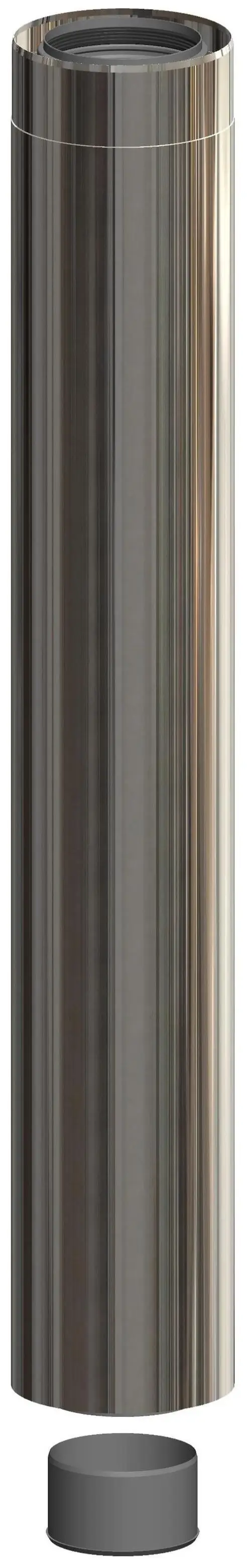 Edelstahlrohr von ATEC mit glatter Oberfläche, geeignet für unterschiedliche Anwendungen. Unterteil in grauem Material.
