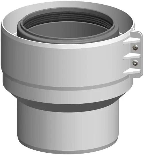 Verstärkungselement von ATEC mit runder Form, bestehend aus einem äußeren und inneren Ring, zur Verbindung von Rohrleitungen. Gehalten von einer Schraubbefestigung.