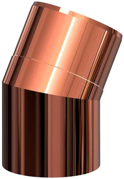 Edelstahlbogen mit Kupferbeschichtung, in einem geneigten Design. Produkt von ATEC, geeignet für verschiedene Installationen. Keine spezifischen Maße oder Typen erkennbar.