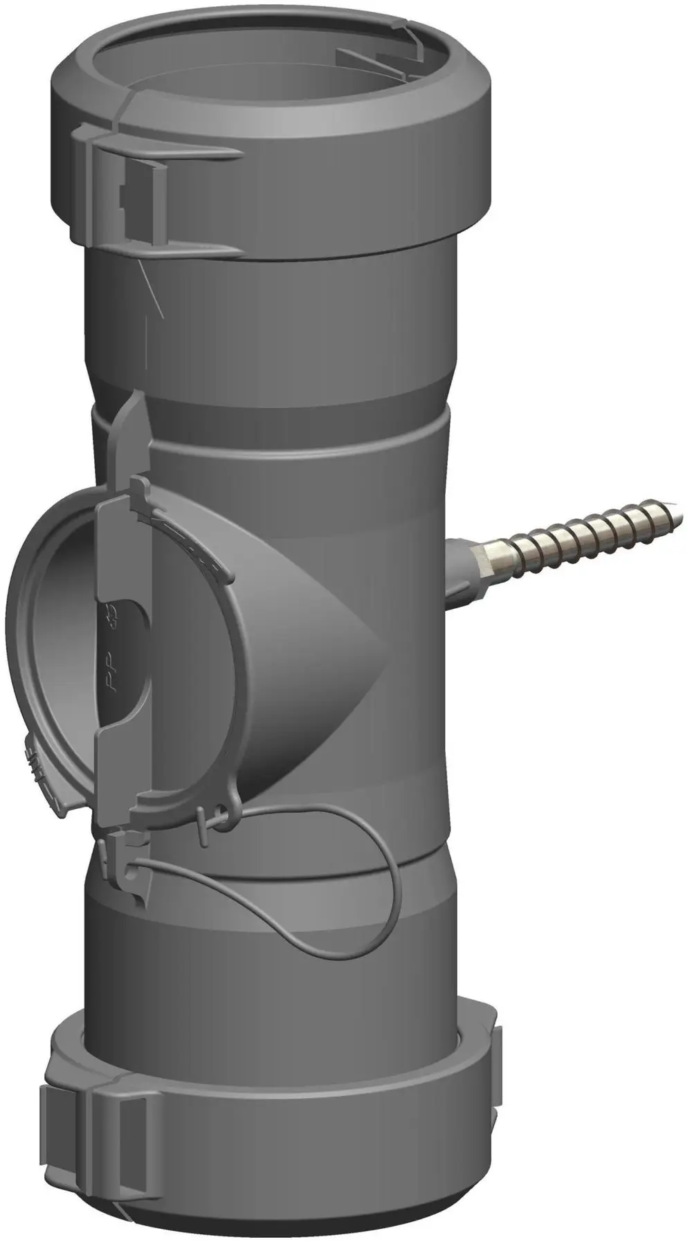 Flexibles Kontrollrohr mit Befestigungselementen, gefertigt aus durablem Material, hergestellt von ATEC. Geeignet für unterschiedliche Anwendungen im Sanitärbereich.