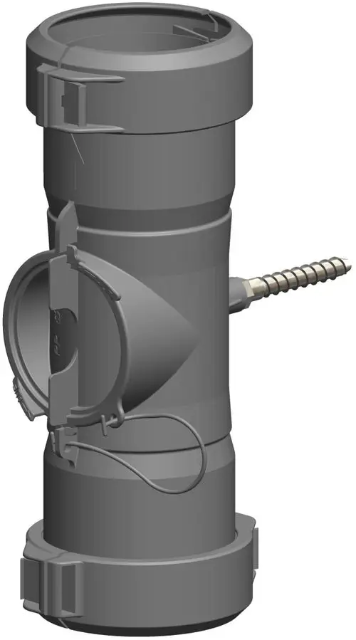 Flexibles Kontrollrohr mit Befestigungselementen, gefertigt aus durablem Material, hergestellt von ATEC. Geeignet für unterschiedliche Anwendungen im Sanitärbereich.