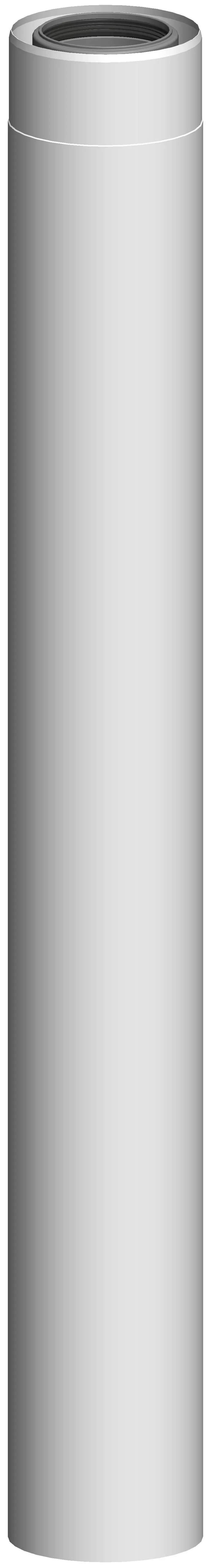 Edelstahl-Rohrelement in weißer Beschichtung, zylindrisch und glatt, geeignet für flexible Verwendungen im Heizungsbereich. ATEC-Produkt für präzise Anpassungen.