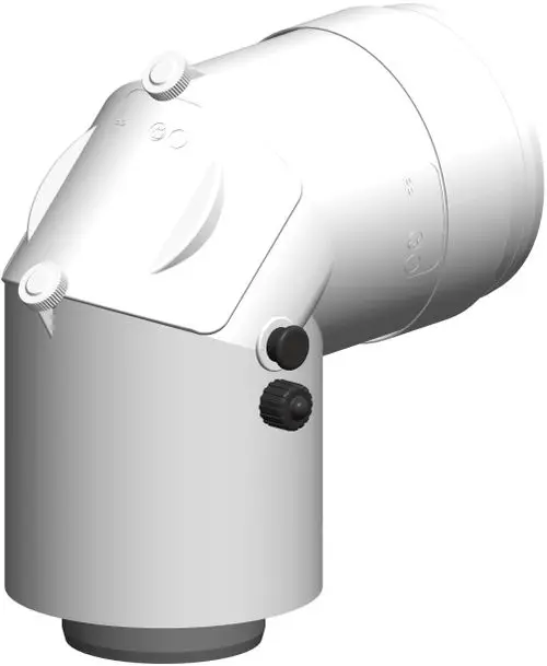 Weißer Kontrollbogen mit Messöffnung, abgewinkelt auf 87 Grad. Hersteller ist ATEC. Das Produkt zeigt eine robuste Ausführung für industrielle Anwendungen.