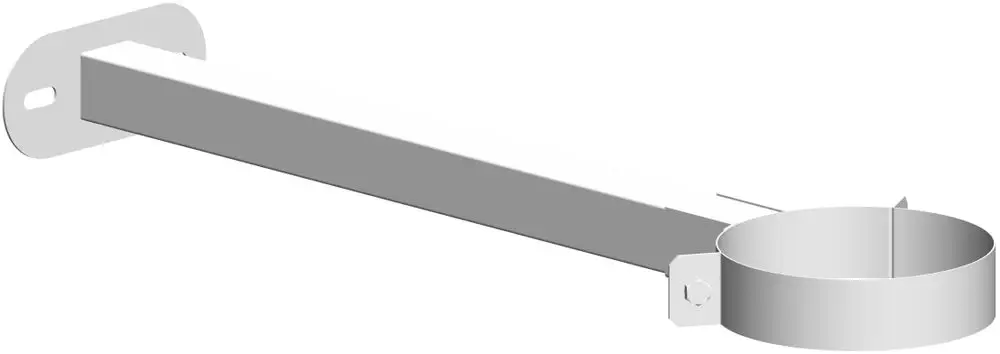 Wandabstandhalter in Edelstahl-Optik, montierbar an der Wand, mit einem runden Halter für Rohre, hergestellt von ATEC.