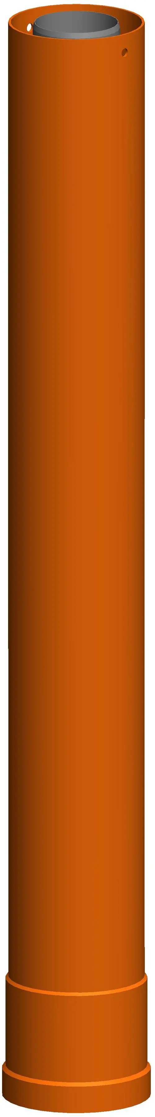 Rote Verlängerung für Dachhochführung, zylindrische Form, in einem einheitlichen Farbton mit einer stabilen Basis. Produkt von ATEC.